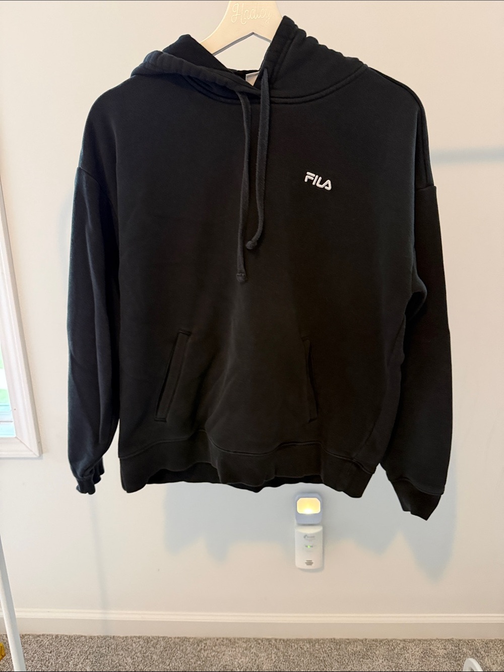 Fila Black Pullover Hoodie with White Logo - Picture 1 of 3